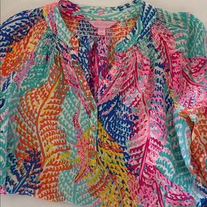 Lilly Pulitzer Vibrant Pink and Blue Blouse